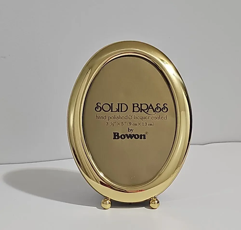 Bowon Hand Polished Lacquer Coated Solid Brass Oval Picture Frame